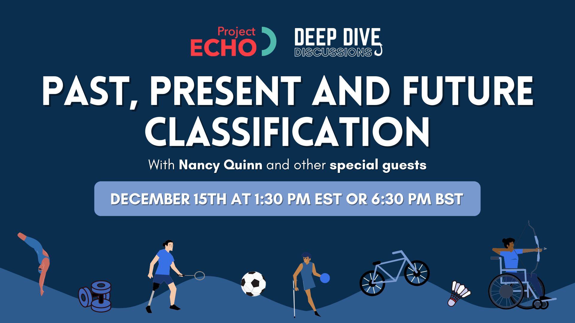 image reading 'deep dive discussion: past, present and future classification with nancy quinn and other special guests. december 15th at 1:30 pm est or 6:30 pm bst".